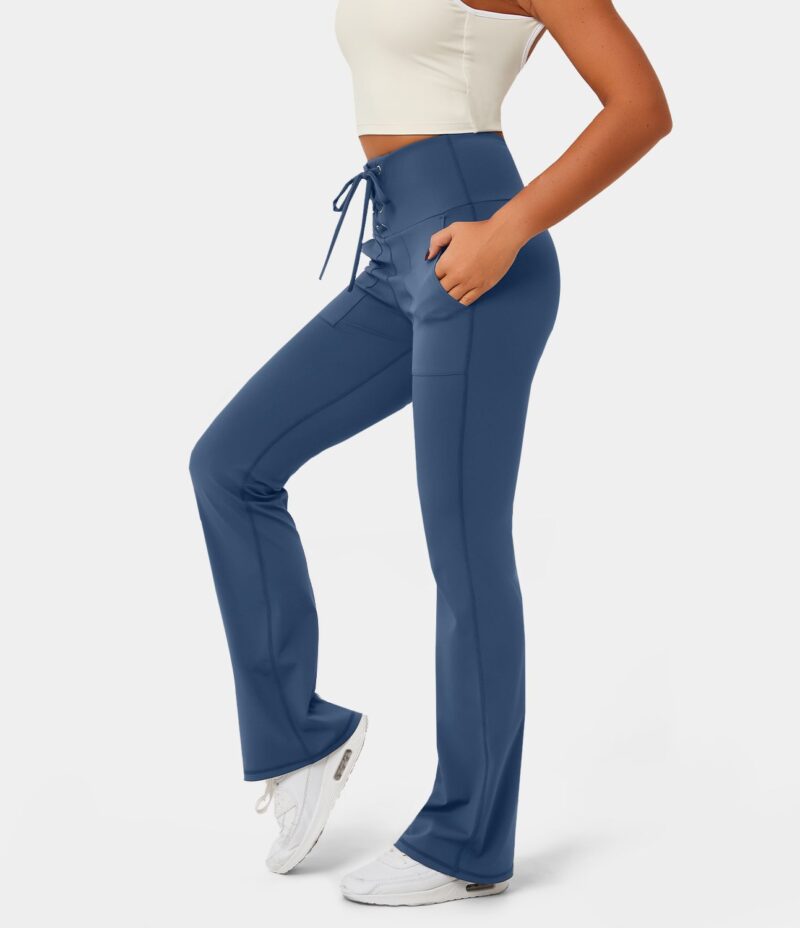 Legging acampanado tiro alto cordón ajustable bolsillo profundo - Image 3
