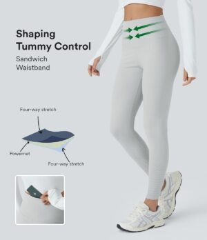 Leggings SoCinched pilate tiro alto control abdomen bolsillo trasero hueco 7/8