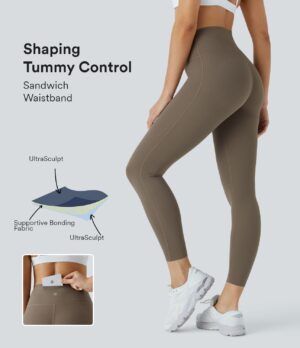 Leggings SoCinched UltraSculpt entrenamiento tiro alto realce glúteo control abdomen múltiple bolsillo 7/8