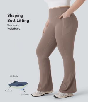 Leggings UltraSculpt SoCinched yoga corte acampanado tiro alto moldeador bolsillo lateral control abdomen