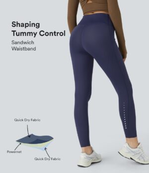 Joggers Softlyzero QuickDry correr reflectante tiro alto secado bolsillo lateral control abdomen longitud 7/8