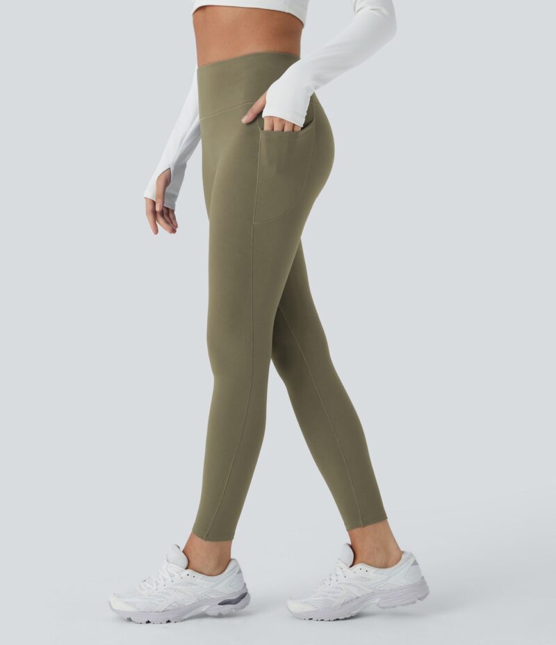 Leggings Softlyzero Plush yoga ajustado 7/8 tiro alto bolsillo lateral térmico - Image 2