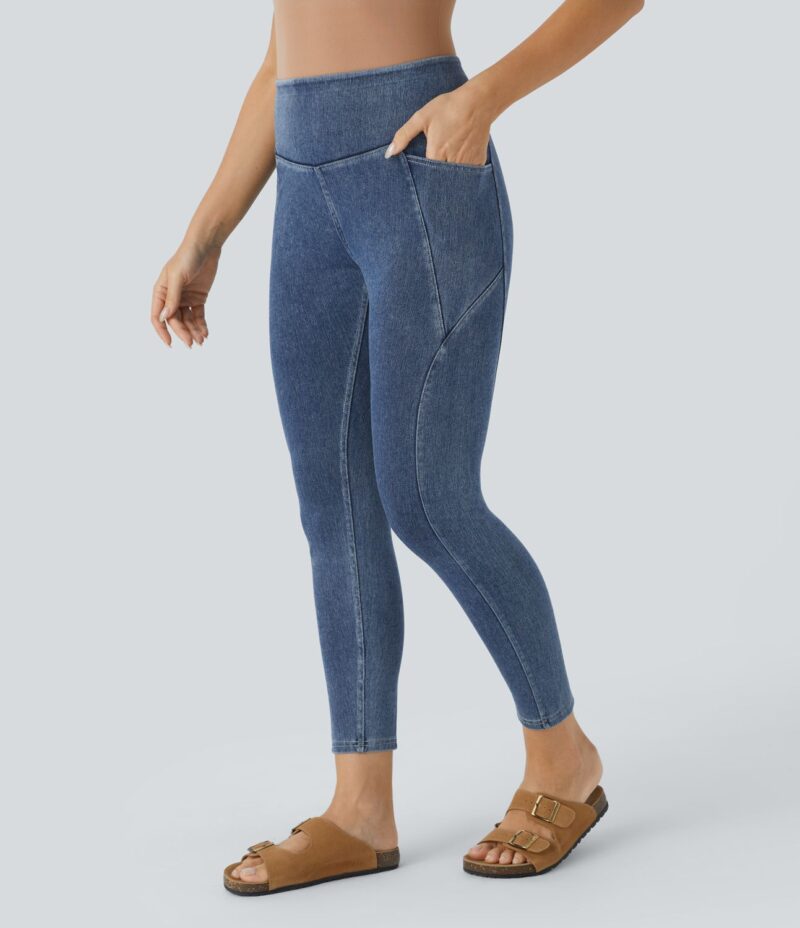Leggings Flex Denim 7/8 mezclilla elástico bolsillo lateral tiro alto - Image 2