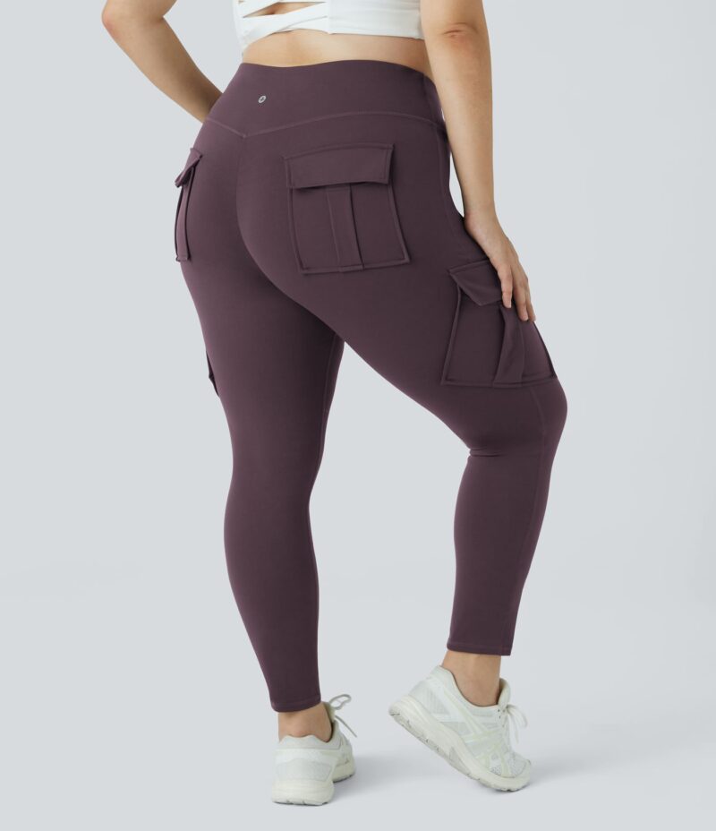 Leggings yoga ajustado bolsillo cargo tiro alto talla grande 7/8 - Image 4