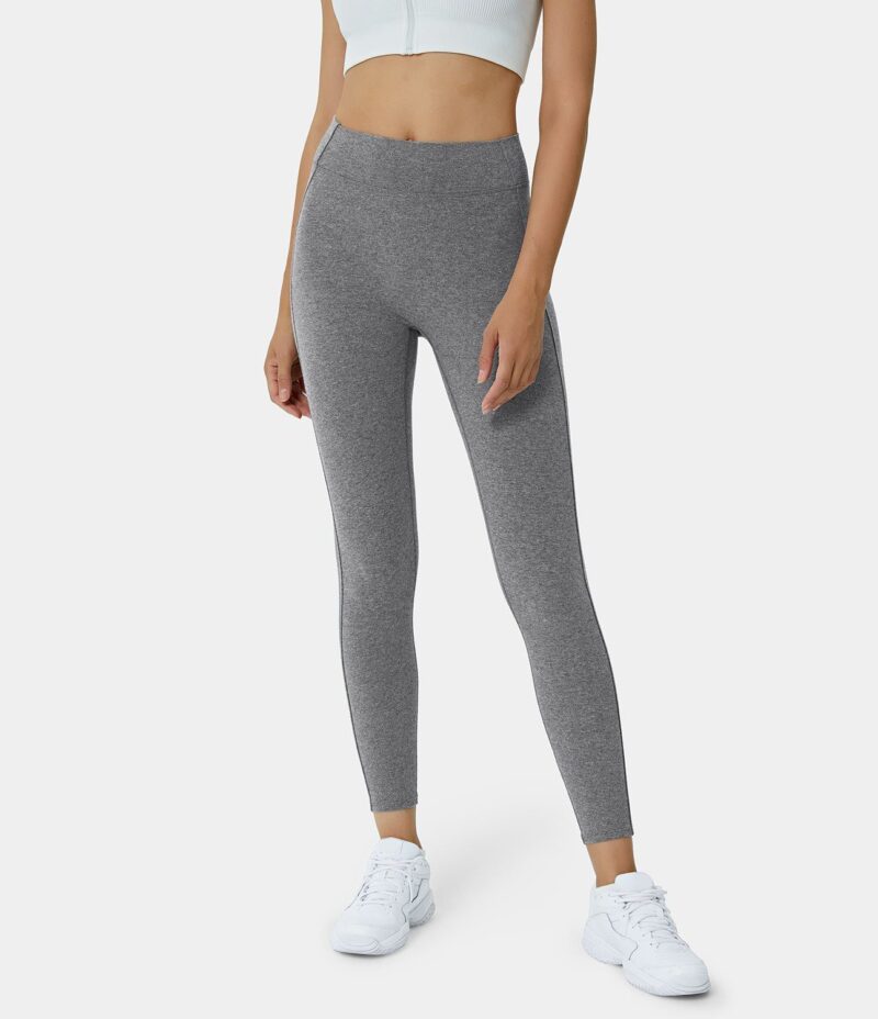 Leggings de algodón con tiro alto y bolsillo trasero en 7/8