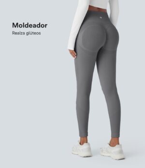 Leggings yoga tiro alto control abdomen realce glúteo 7/8 sin costura