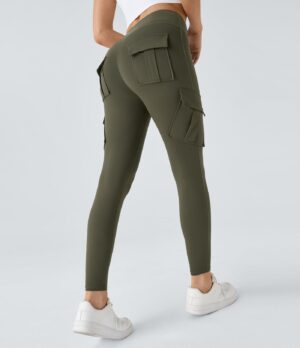 Leggings yoga ajustado bolsillo cargo tiro alto