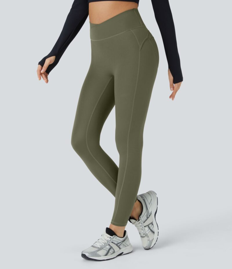 Leggings yoga Softlyzero fruncido cruzado tiro alto 7/8