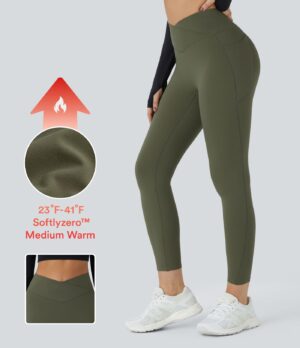 Leggings Softlyzero yoga bolsillo lateral cruzado tiro alto polar