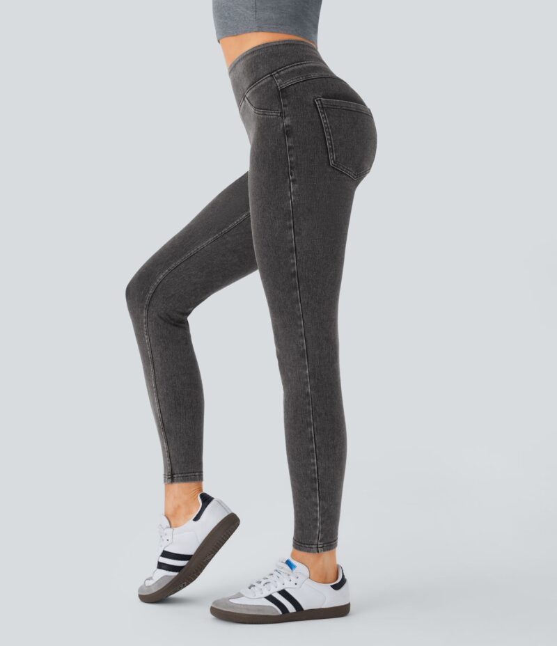 Leggings Flex Denim mezclilla elástico bolsillo lateral trasero tiro alto - Image 3