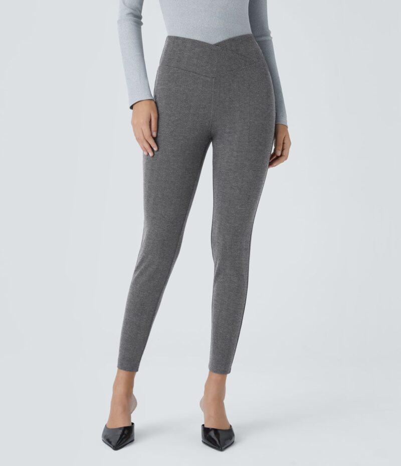 Leggings oficina 7/8 tiro alto bolsillo trasero cruzado diseño espiga - Image 2
