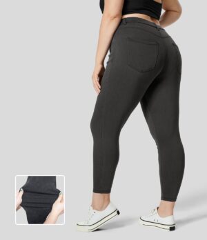 Leggings 7/8 Flex Denim oficina elástico múltiple bolsillo tiro alto Talla grande
