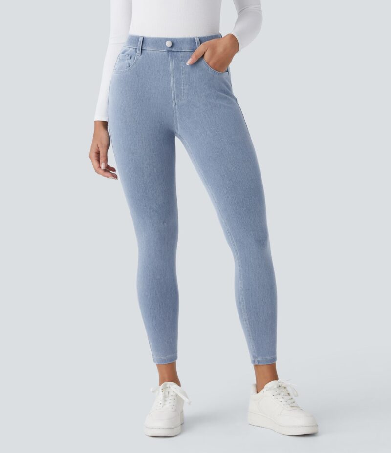 Leggings Flex Denim oficina elástico múltiple bolsillo tiro alto - Image 3