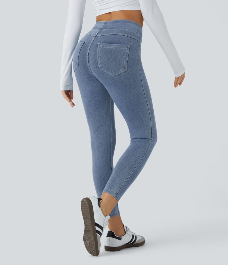 Leggings Flex Denim mezclilla elástico bolsillo lateral trasero tiro alto - Image 5