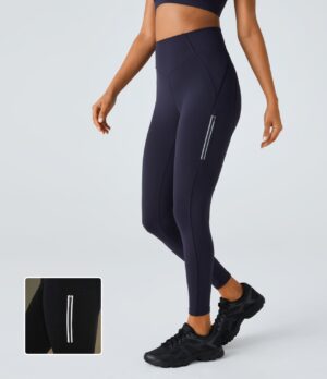 Leggings SpeedWave deportivo 7/8 secado rápido bolsillo cremallera línea reflectante tiro alto