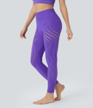 Leggings yoga 7/8 corte tiro alto flujo sin costura