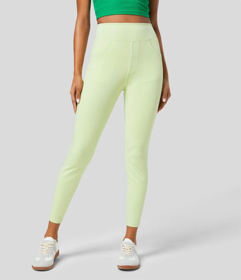 Leggings Flex Denim 7/8 mezclilla elástico colorido múltiple bolsillo tiro alto - Image 2