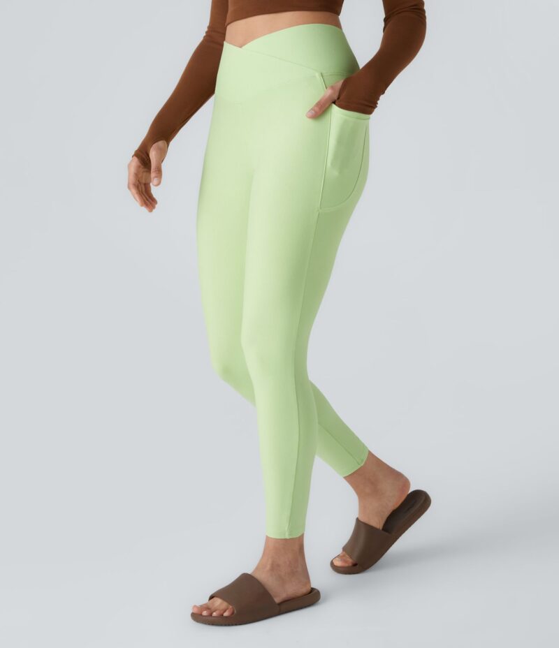 Leggings Flex Denim 7/8 mezclilla elástico colorido bolsillo lateral cruzado tiro alto - Image 3