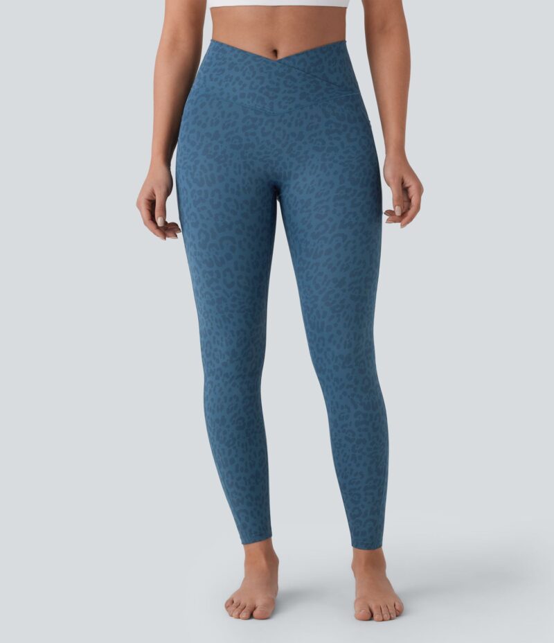 Leggings yoga tiro alto bolsillo lateral cruzado estampado leopardo 7/8 - Image 2