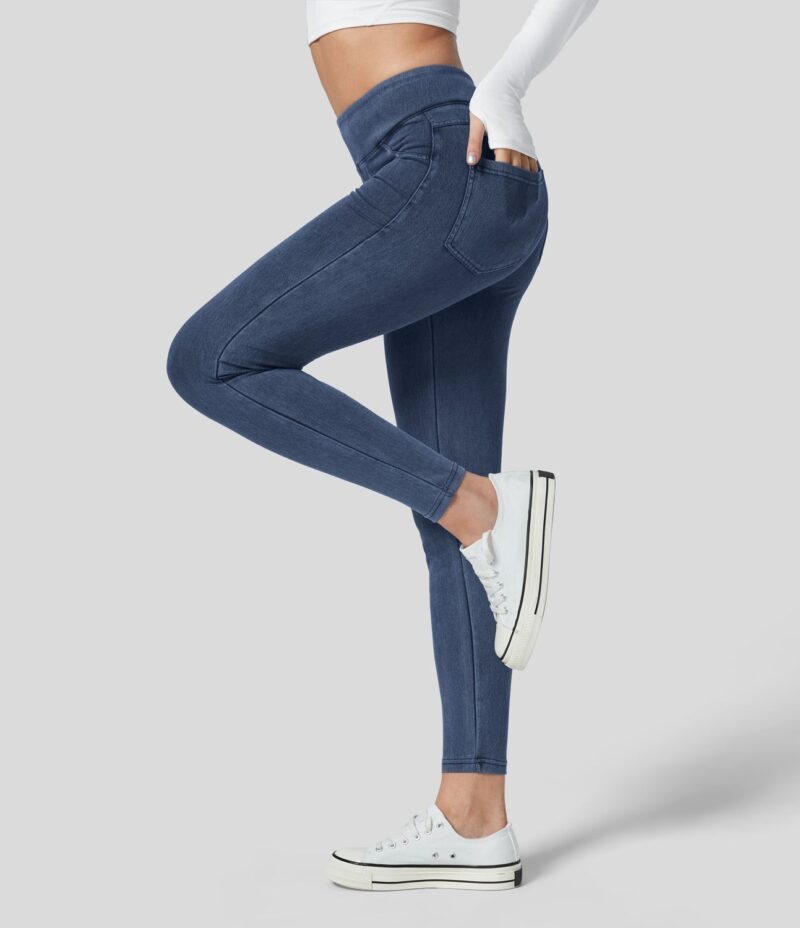 Leggings Polar Flex Denim elásticos de tiro alto con bolsillos - Image 3