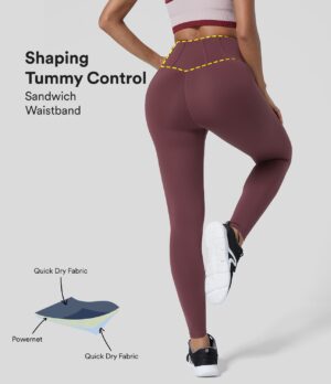 SpeedWave Leggings de entrenamiento 7/8 tiro alto cintura sándwich control barriga de secado rápido