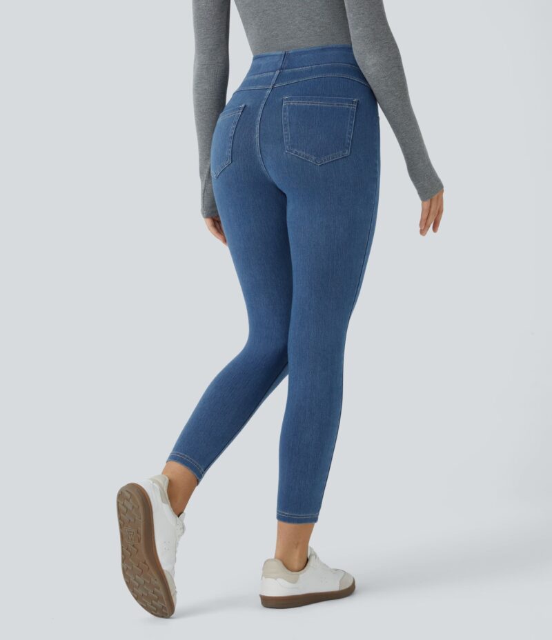 Leggings Flex Denim mezclilla elástico bolsillo lateral trasero tiro alto - Image 6