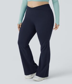 Leggings acampanado tiro alto cruzado largo completo talla grande
