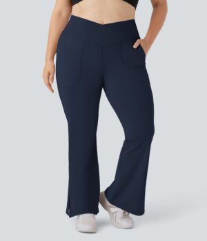 Leggings acampanado talla plus abertura cintura cruzada 7/8-Smile