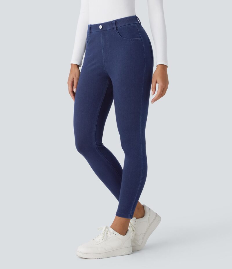 Leggings Flex Denim oficina elástico múltiple bolsillo tiro alto - Image 4