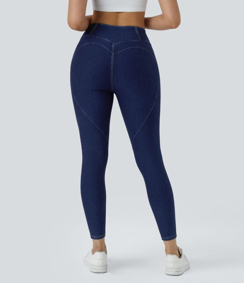 Leggings Flex Denim elástico corazón bolsillo lateral tiro alto 7/8 - Image 2