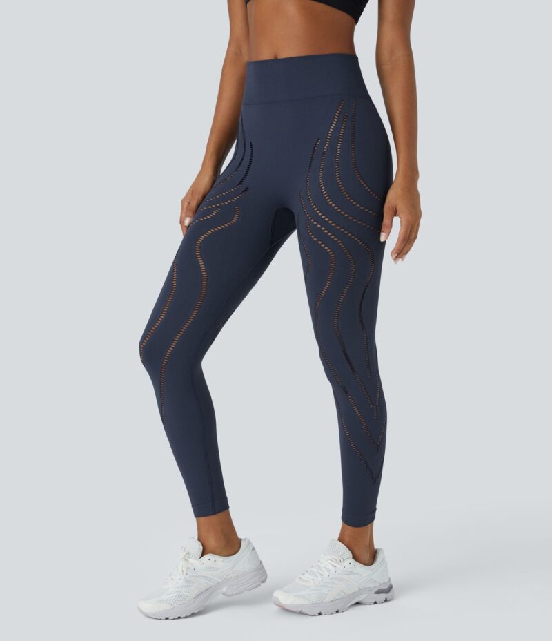 Leggings yoga 7/8 corte tiro alto flujo sin costura - Image 3