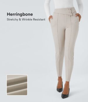 Leggings Flex oficina espiga bolsillo lateral cremallera tiro alto plegable
