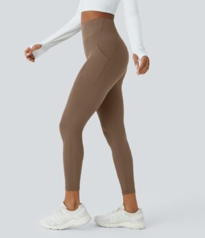 Leggings Softlyzero yoga tiro alto bolsillo lateral 7/8 pulgada-UPF 50+