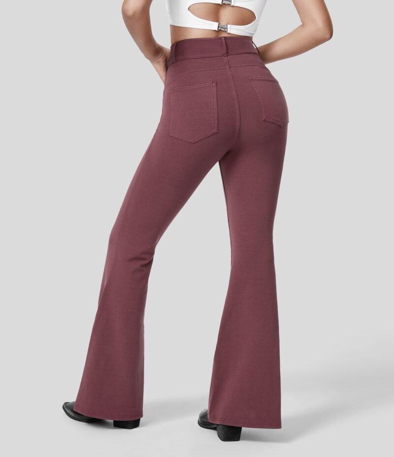 Leggings Flex Denim acampanado oficina mezclilla elástico colorido lavado múltiple bolsillo tiro alto - Image 2