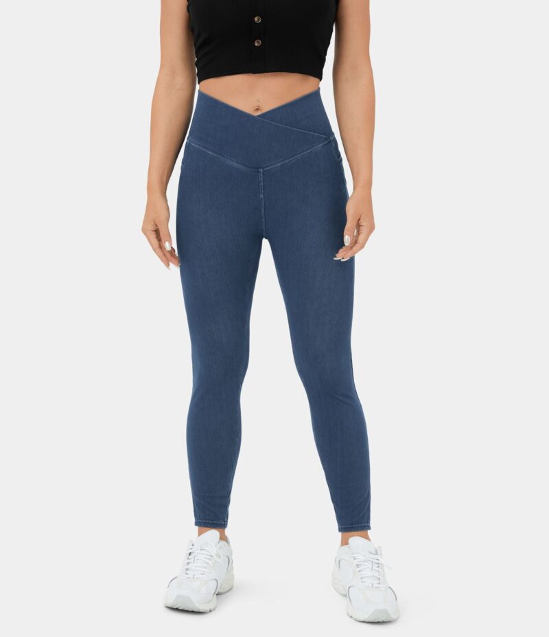 Jeans Flex Denim mezclilla elástica lavada cintura V bolsillo tacto fresco transpirable - Image 2