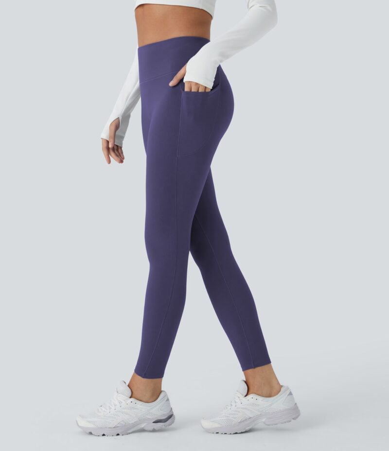 Leggings Softlyzero Plush yoga ajustado 7/8 tiro alto bolsillo lateral térmico - Image 4