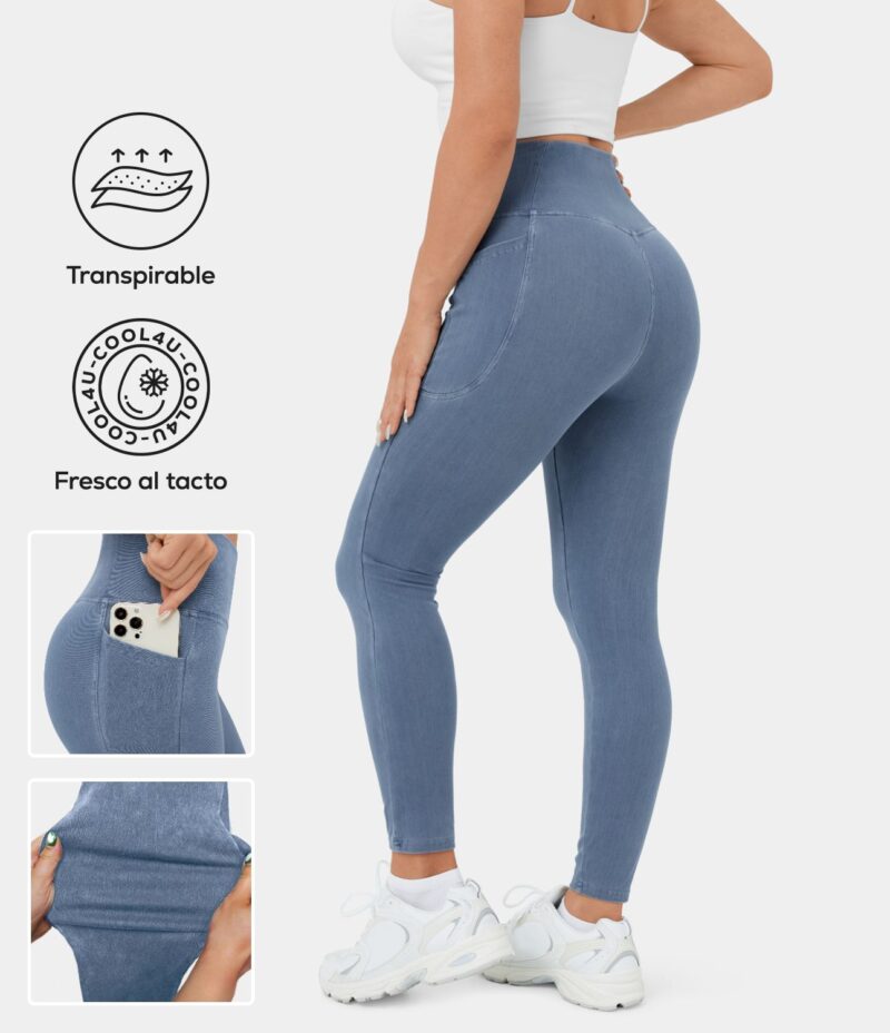 Jeans Flex Denim mezclilla elástica lavada cintura V bolsillo tacto fresco transpirable