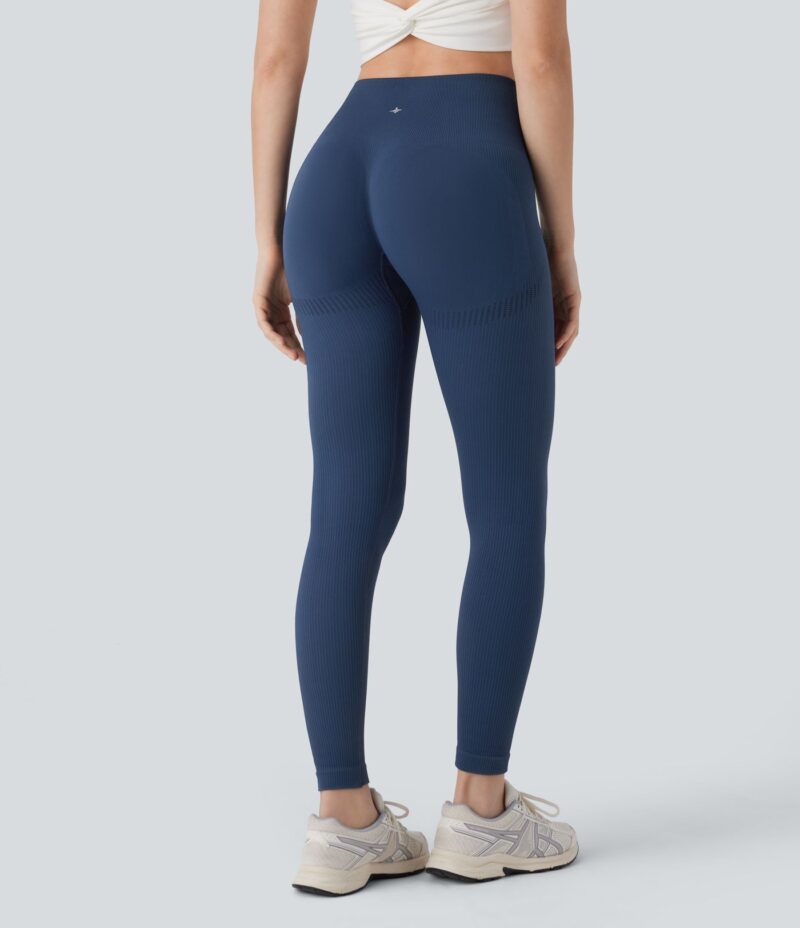 Leggings yoga tiro alto control abdomen realce glúteo 7/8 sin costura - Image 3
