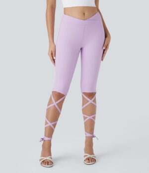 Softlyzero Airy Leggings tacto fresco tiro medio cruzado en forma de V