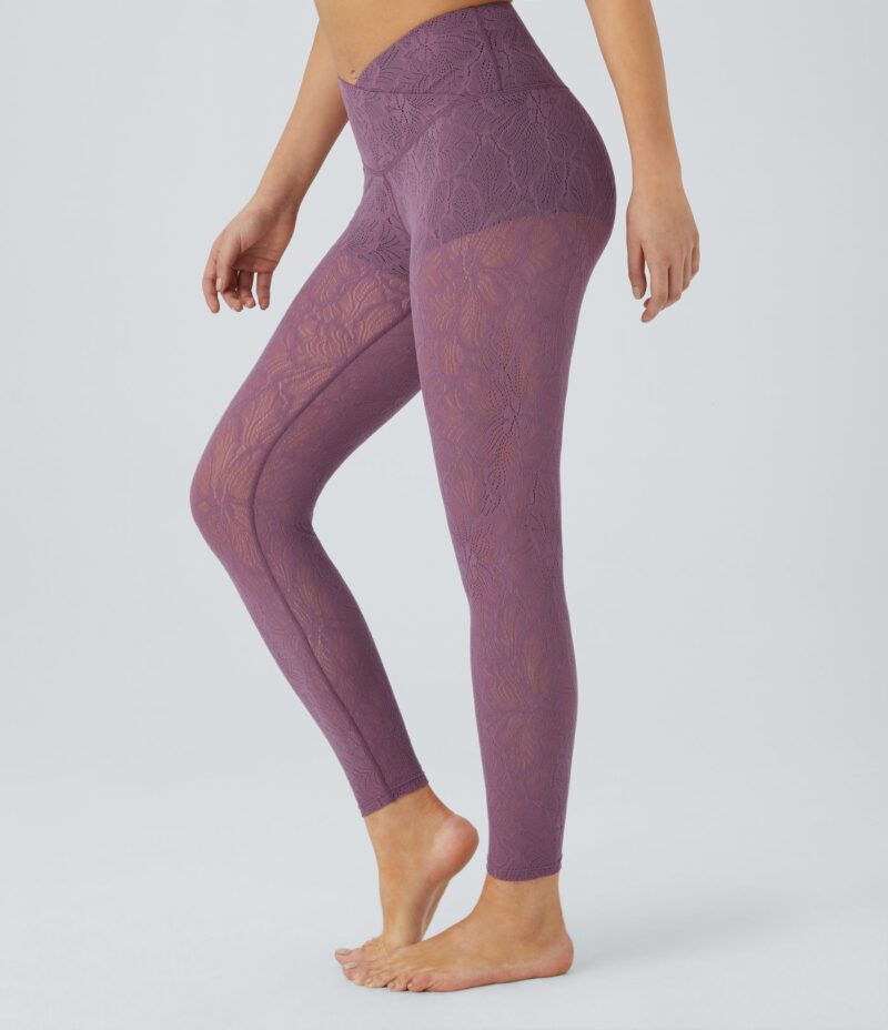 Leggings encaje 7/8 2 en 1 cruzado tiro alto - Image 5