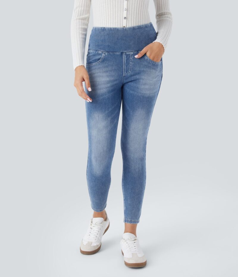 Leggings SoCinched Denim elástico múltiple bolsillo tiro alto 7/8 - Image 2
