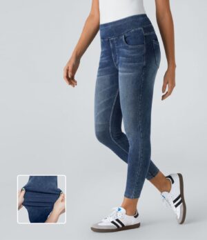 Leggings Halara Flex Denim mezclilla elástico bolsillo trasero tiro alto