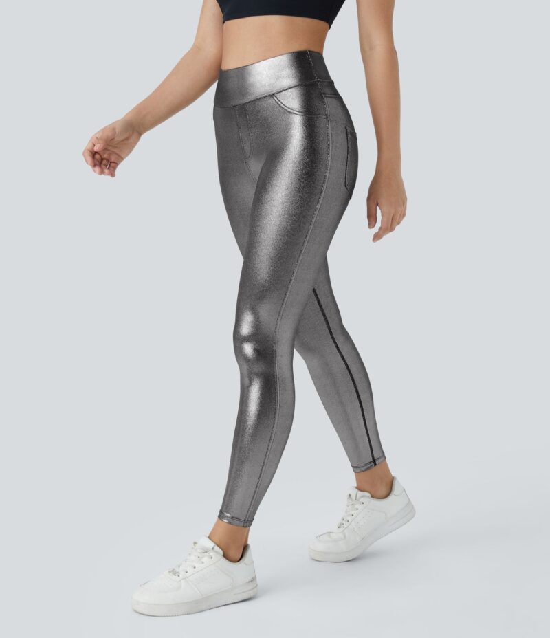 Leggings oficina Softlyzero Faux Leather bolsillo lateral trasero tiro alto - Image 3
