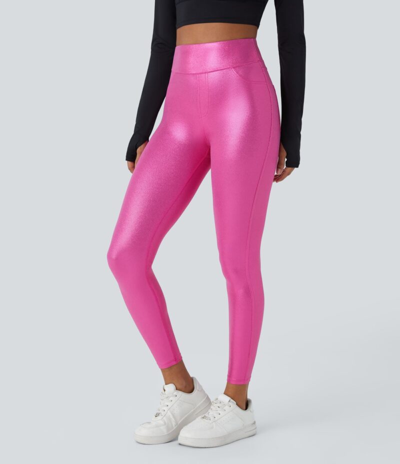 Leggings oficina Softlyzero Faux Leather bolsillo lateral trasero tiro alto - Image 4