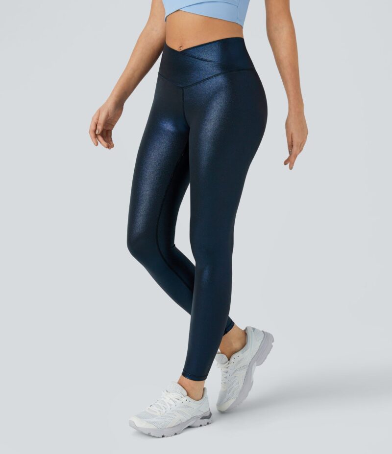 Leggings Softlyzero de cuero sintético metalizados ultra elásticos con bolsillos traseros - Image 5
