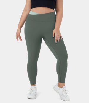 Leggings Softlyzero talla grande bloque color cruzado 7/8