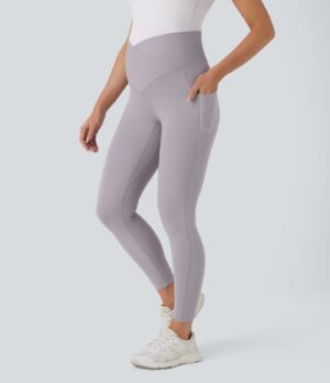 Leggings premamá yoga Softlyzero tiro súper alto bolsillo lateral cruzado 7/8 - UPF50+