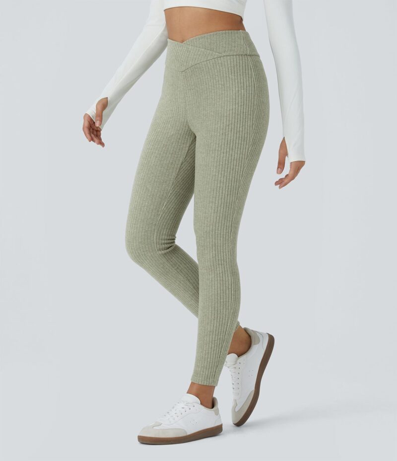 Leggings tiro alto acanalado cruzado 7/8 - Image 2