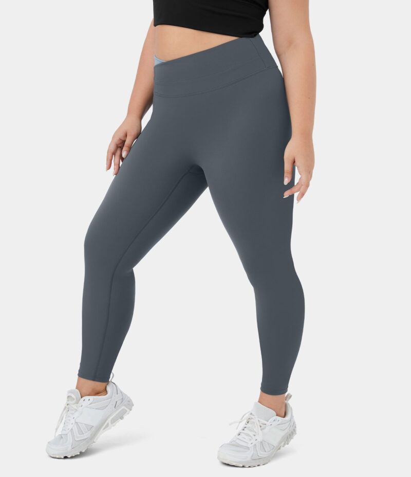 Leggings Softlyzero talla grande bloque color cruzado 7/8 - Image 3