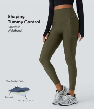 Leggings SoCinched escalada roca tiro alto resistente desgaste control abdomen múltiple bolsillo 7/8
